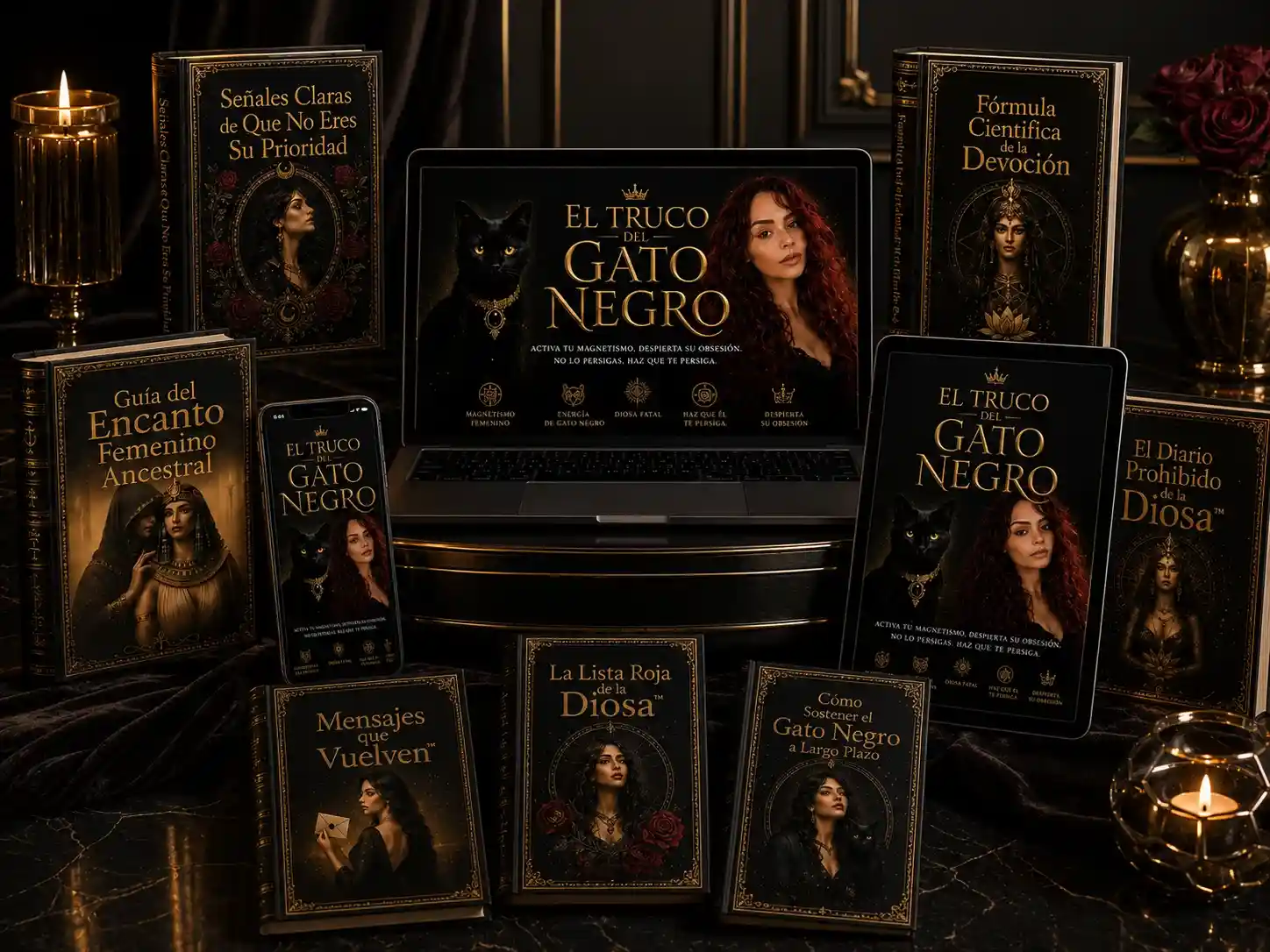 Mockup de El Truco del Gato Negro con sus bonos